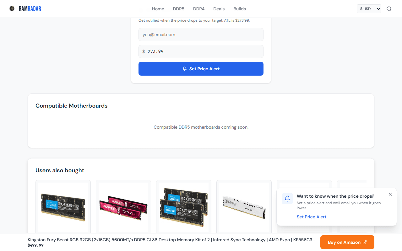 Price Alerts — Get notified when prices drop