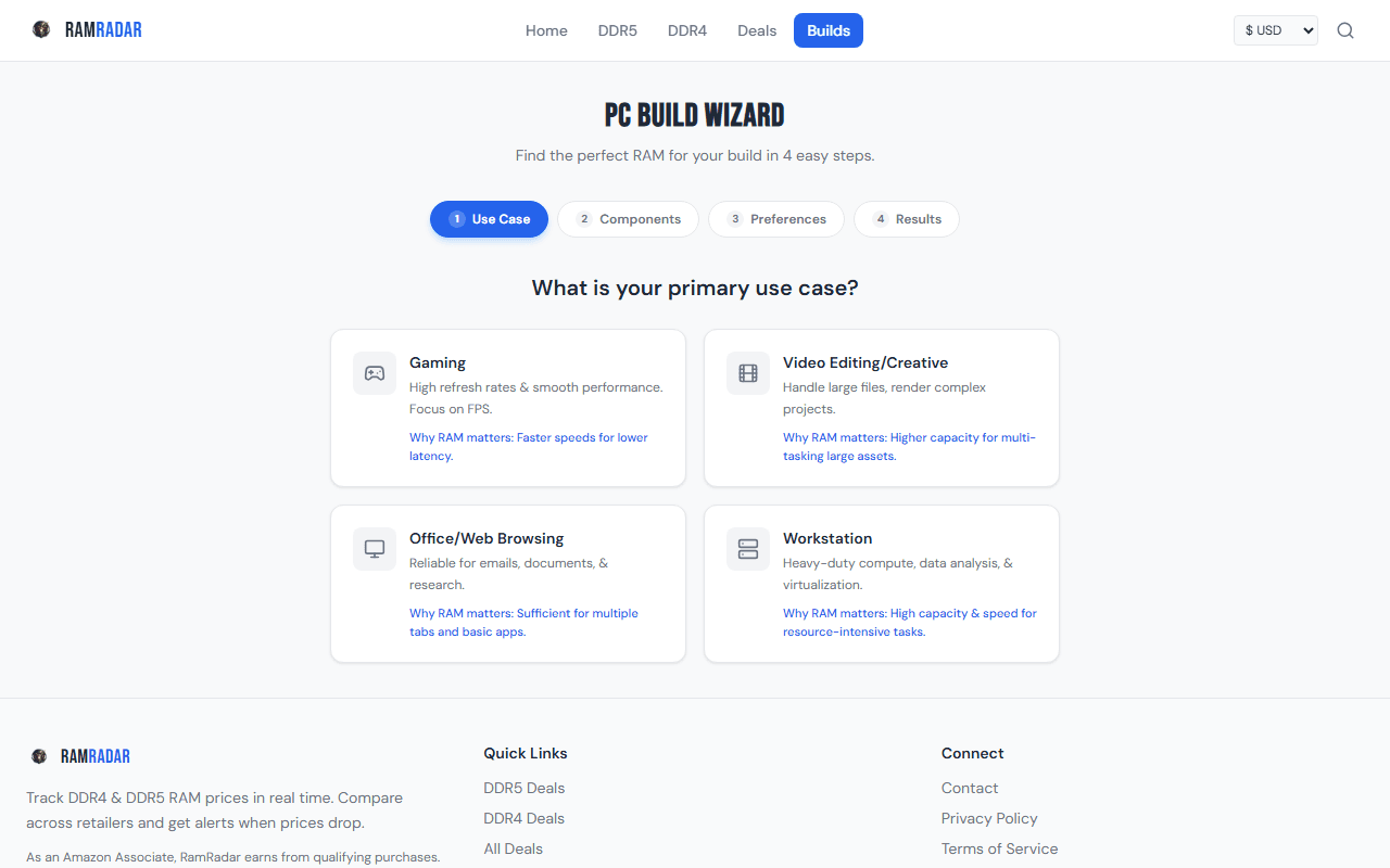 Build Wizard — Find the right RAM for your use case