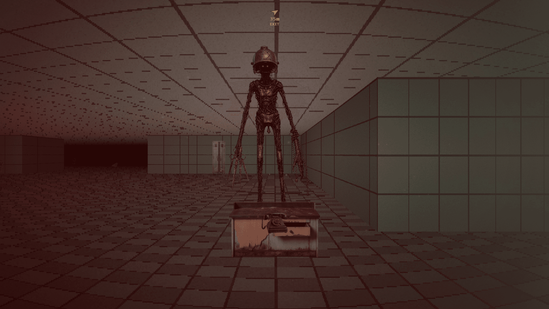Barber shop interior with ringing phone and awakened barber hunter in Clipped Reality